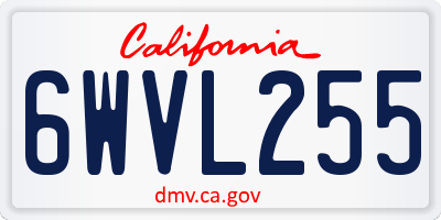CA license plate 6WVL255