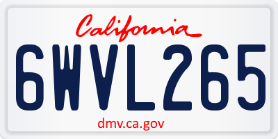 CA license plate 6WVL265