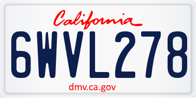 CA license plate 6WVL278