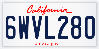 CA license plate 6WVL280