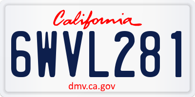 CA license plate 6WVL281