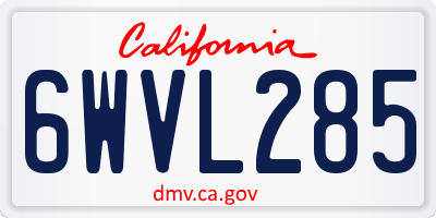 CA license plate 6WVL285
