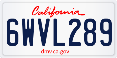 CA license plate 6WVL289