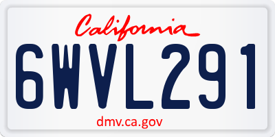 CA license plate 6WVL291