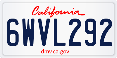 CA license plate 6WVL292