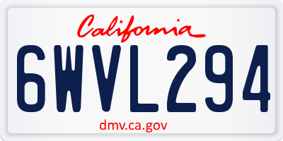 CA license plate 6WVL294