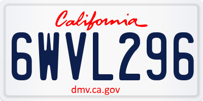 CA license plate 6WVL296