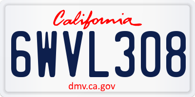 CA license plate 6WVL308