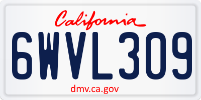 CA license plate 6WVL309