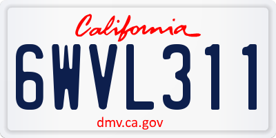 CA license plate 6WVL311