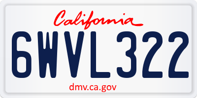 CA license plate 6WVL322