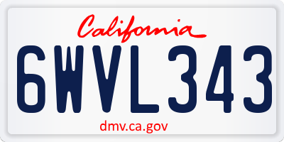CA license plate 6WVL343