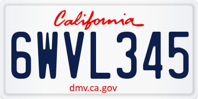 CA license plate 6WVL345