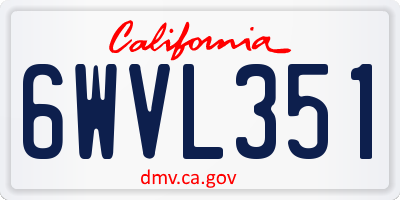 CA license plate 6WVL351