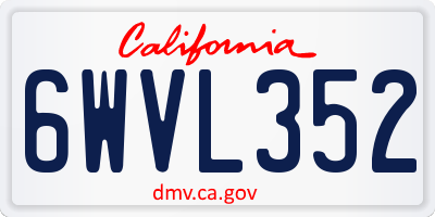 CA license plate 6WVL352