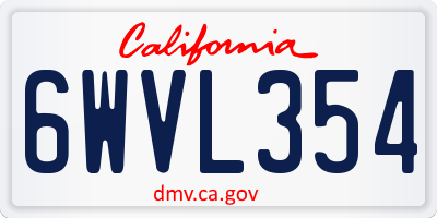 CA license plate 6WVL354