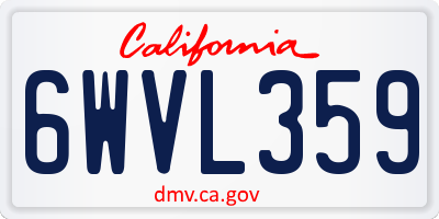 CA license plate 6WVL359