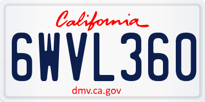 CA license plate 6WVL360