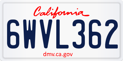 CA license plate 6WVL362
