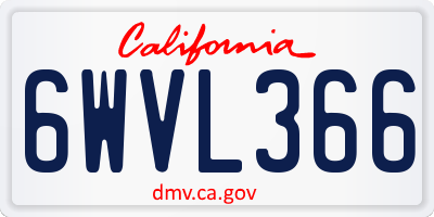 CA license plate 6WVL366