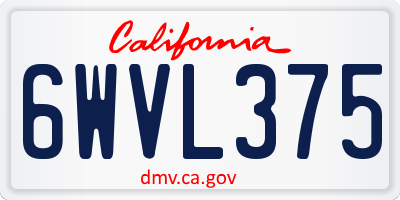 CA license plate 6WVL375