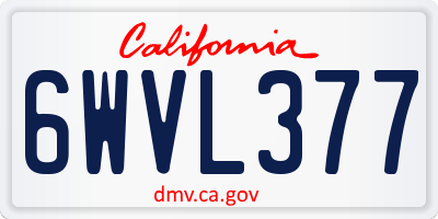 CA license plate 6WVL377