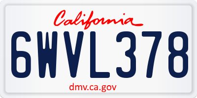 CA license plate 6WVL378