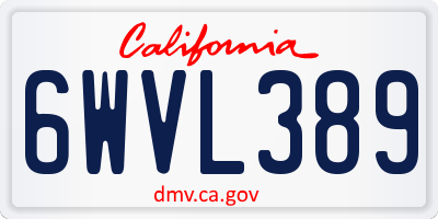 CA license plate 6WVL389