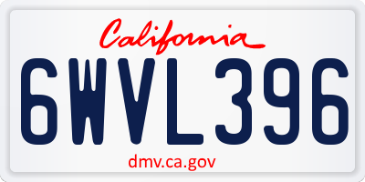 CA license plate 6WVL396