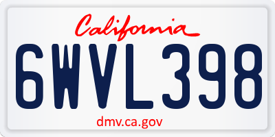 CA license plate 6WVL398