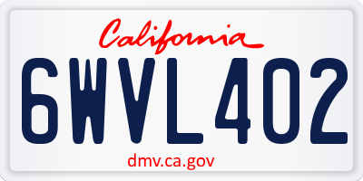 CA license plate 6WVL402
