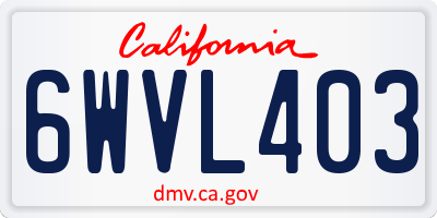 CA license plate 6WVL403
