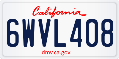 CA license plate 6WVL408