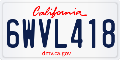CA license plate 6WVL418