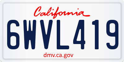 CA license plate 6WVL419
