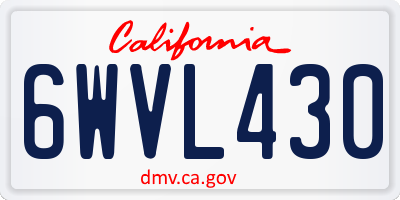 CA license plate 6WVL430