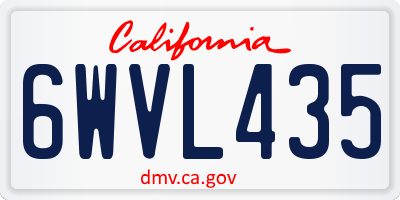 CA license plate 6WVL435