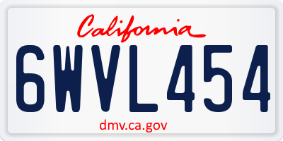 CA license plate 6WVL454