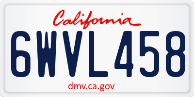 CA license plate 6WVL458