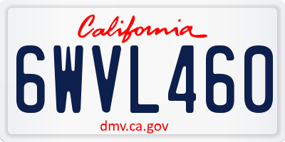 CA license plate 6WVL460