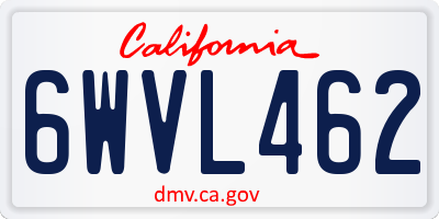 CA license plate 6WVL462