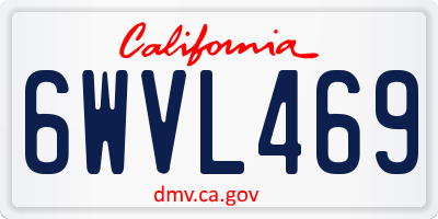 CA license plate 6WVL469