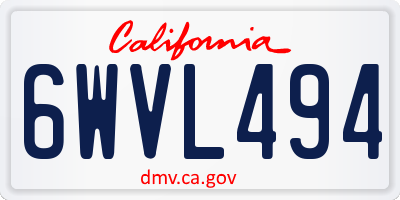 CA license plate 6WVL494