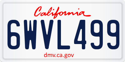CA license plate 6WVL499