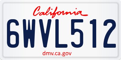 CA license plate 6WVL512