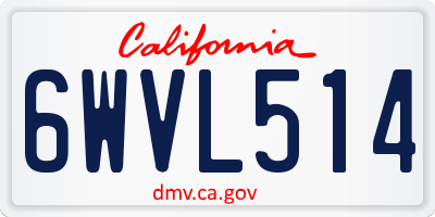 CA license plate 6WVL514