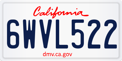 CA license plate 6WVL522