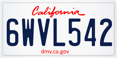CA license plate 6WVL542