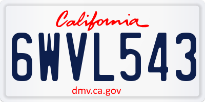 CA license plate 6WVL543