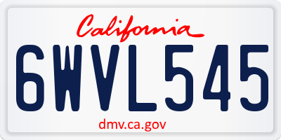 CA license plate 6WVL545